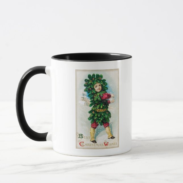 Mug Meilleurs vœux de Noël Homme au manteau vert (Gauche)