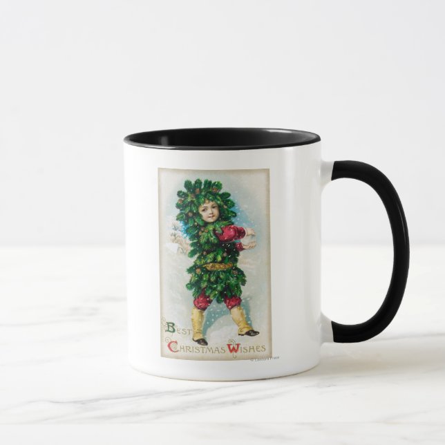 Mug Meilleurs voeux de Noël Homme en manteau À feuilla (Droite)