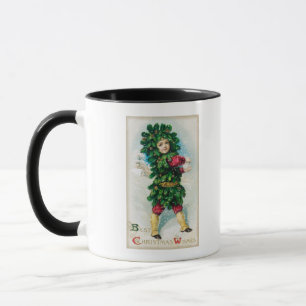 Mug Meilleurs voeux de Noël Homme en manteau À feuilla