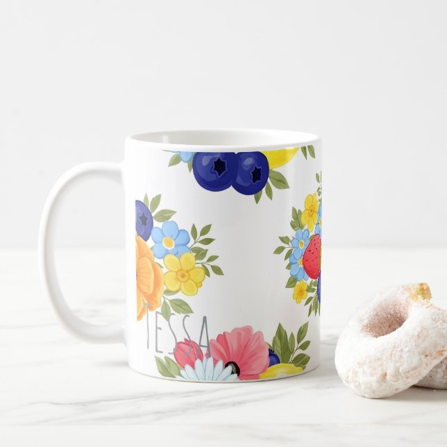 Mug Mélange de Fruits d'Été Art Citron et Fraise (Avec donut)