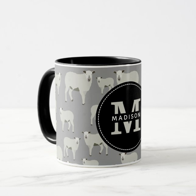 Mug Mélange mouton et agneau Motif animal de ferme Mon (Devant gauche)