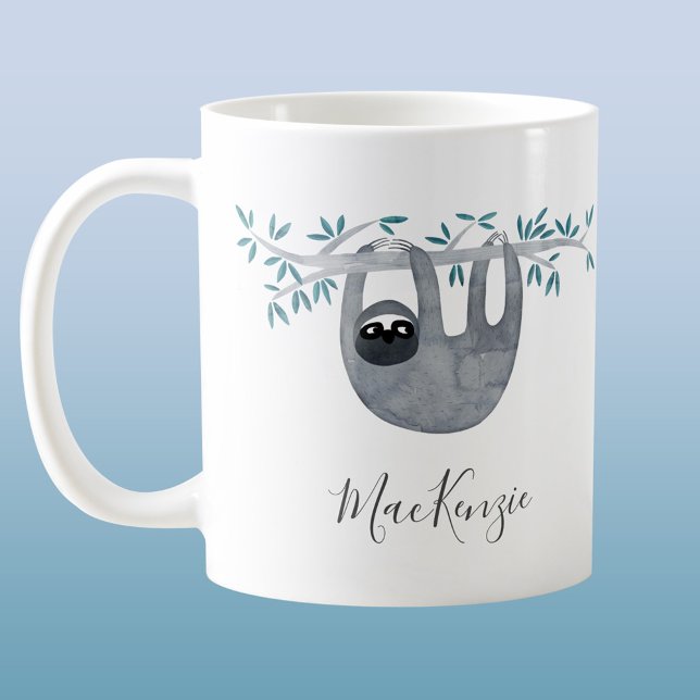 Mug Mélange Sloth Personnalisé (Cute sloth personalized coffee mug)
