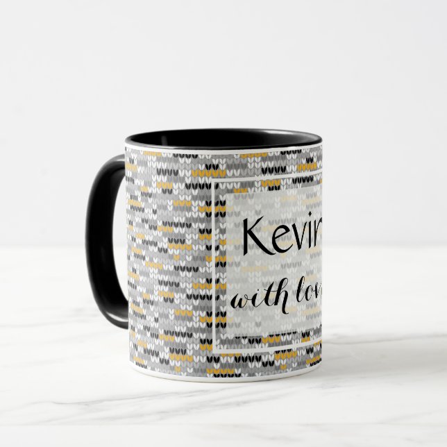 Mug Mélange tricoté. (Devant gauche)