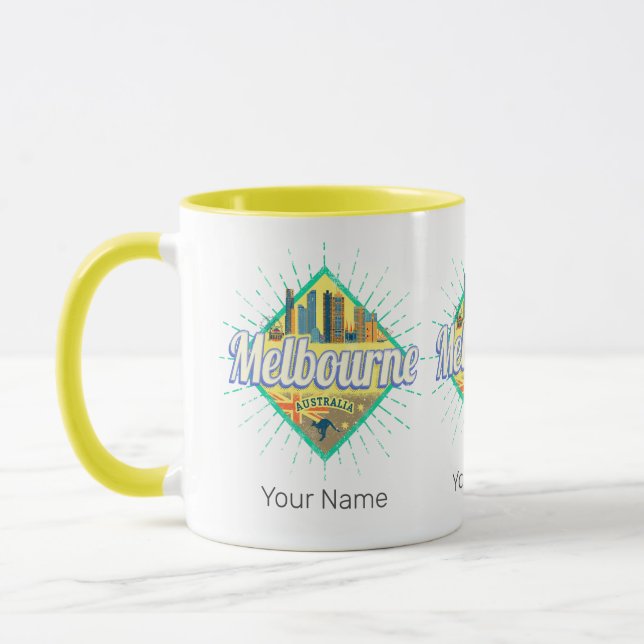 Mug Melbourne Victoria Australia Retro Skyline Vintage (Gauche)