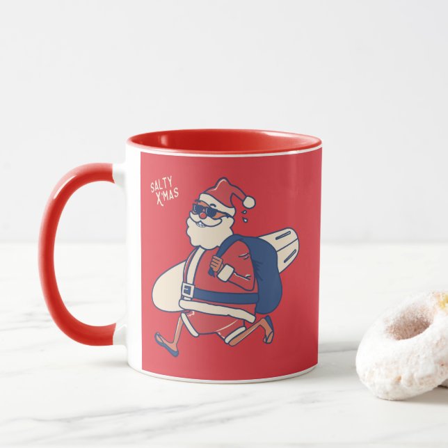 Mug Mele Kalikimaka - Funny Noël hawaïen à Père Noël (Avec donut)