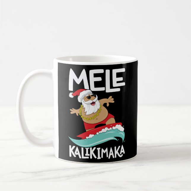 Mug Mele Kalikimaka Hawaiian Hawaii Surfing Père Noël (Gauche)