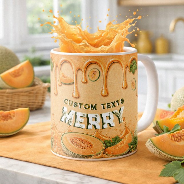 Mug Mélon Fruit Drip Art Cadeau de fête de jardin vint (Créateur téléchargé)