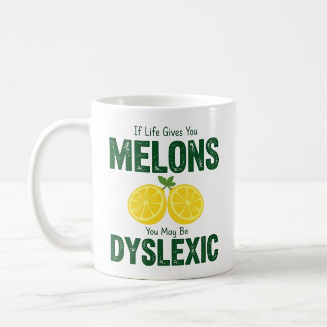 Mug Melons Drôles Humour Dyslexique (Gauche)