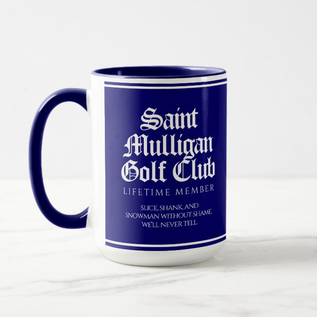 Mug Membre à vie drôle du Saint Mulligan Golf Club (Gauche)