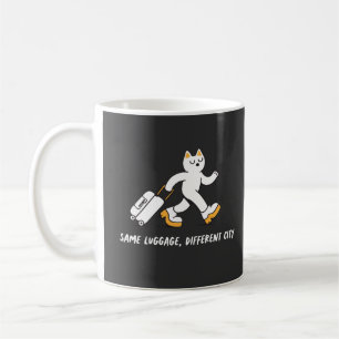 Mug Même bagage, ville différente, chat de voyageur dr