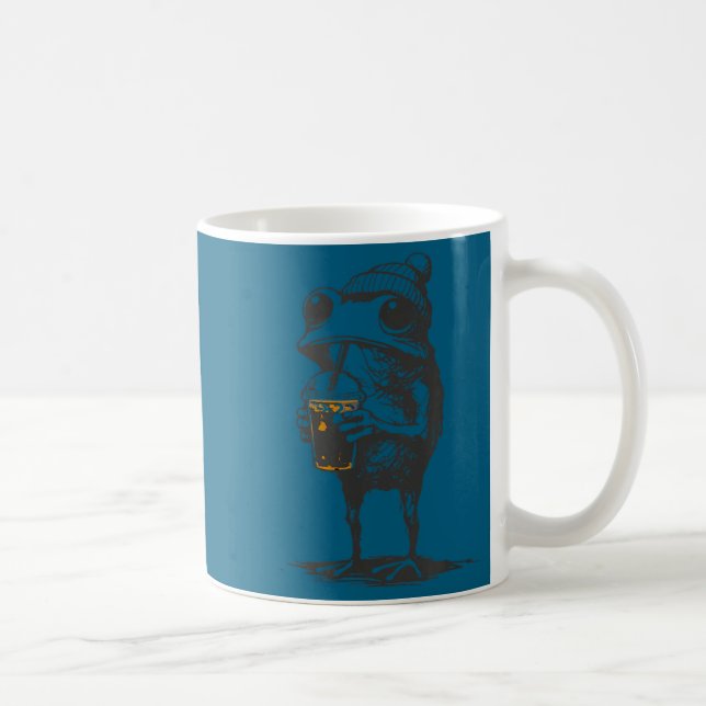 Mug Mème d'animal drôle grenouille buvant du café glac (Droite)