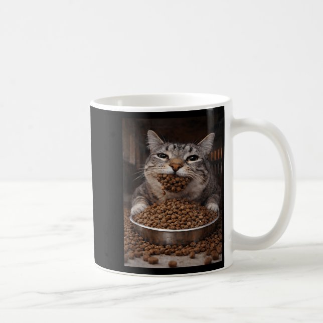 Mug Mème de chat affamé drôle avant le chaos de la lit (Droite)