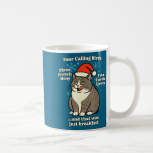 Mug Mème de chat de Noël drôle carolant le chapeau de