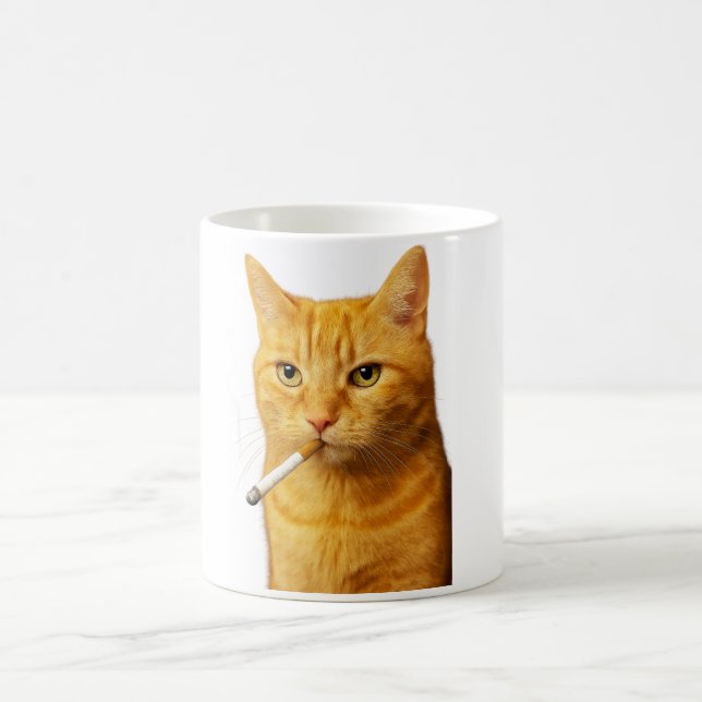 Mug Mème de chat drôle et cool qui fume une cigarette (Centre)