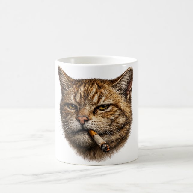 Mug Mème de chat drôle et cool qui fume une cigarette (Centre)