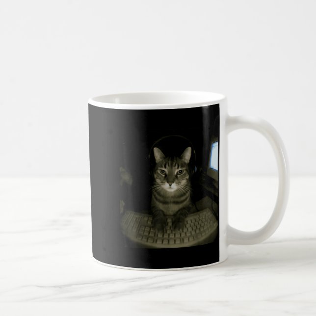 Mug Mème de chat hacker drôle chat d'ordinateur chaton (Droite)