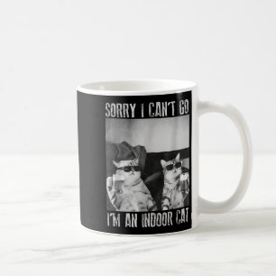 Mug Mème de chat intérieur amusant Désolé je ne peux p