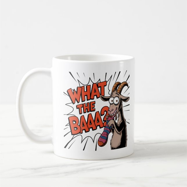 Mug Mème de chèvre amusant - "What the BAAA?" Hilariou (Gauche)