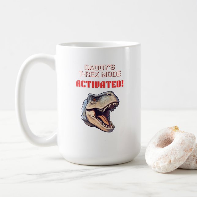 Mug Mème de dinosaure T-Rex Mode Papa Activé (Avec donut)