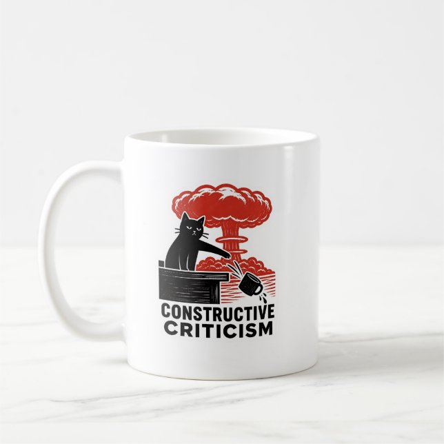 Mug Mème de linogravure constructive de critique de ch (Gauche)