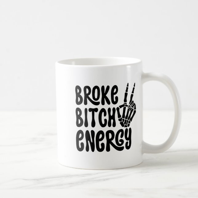 Mug Mème de main de squelette drôle énergie cassée  (Droite)