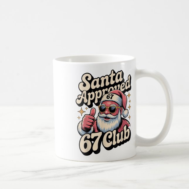 Mug Mème de Noël drôle 67 - Rétro Santa approuvé 67  (Droite)