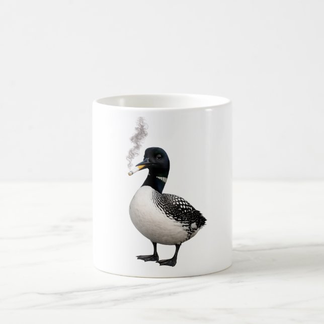 Mug mème de plongeon huard canadien stupide qui fume (Centre)