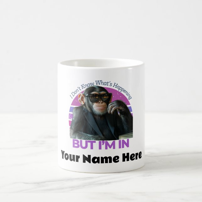 Mug Mème de singe drôle personnalisé | Rétro minimalis (Centre)