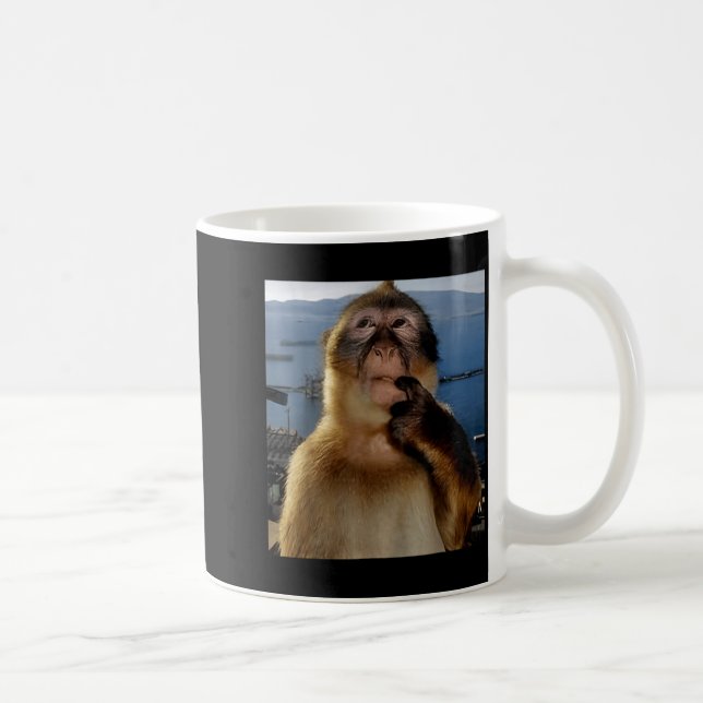 Mug Mème de singe pensant drôle Curieux singe Brainrot (Droite)