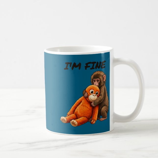 Mug Mème de singe triste frappé avec un jouet orange j (Droite)