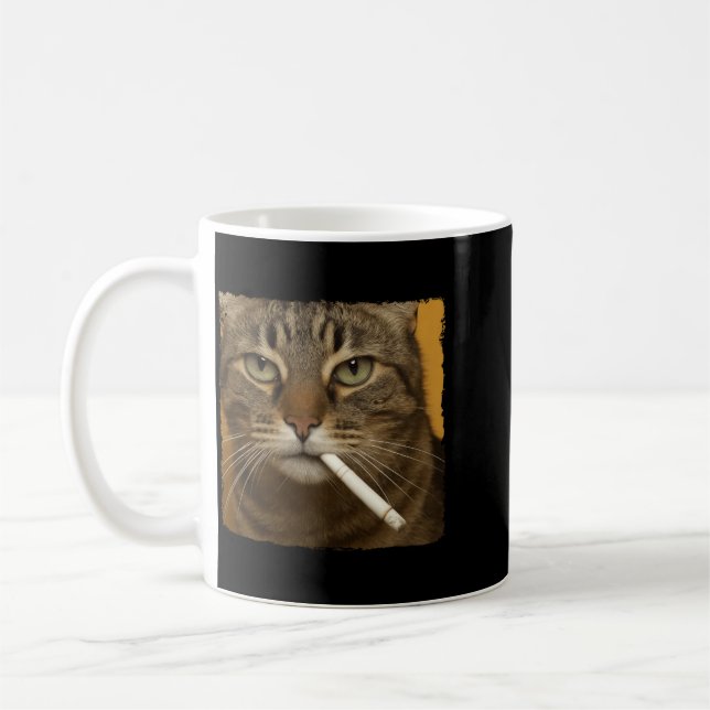 Mug Mème drôle de chat qui fume pour hommes femmes Gen (Gauche)