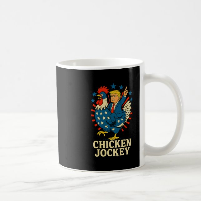 Mug Mème drôle de Jockey de poulet Trump  (Droite)