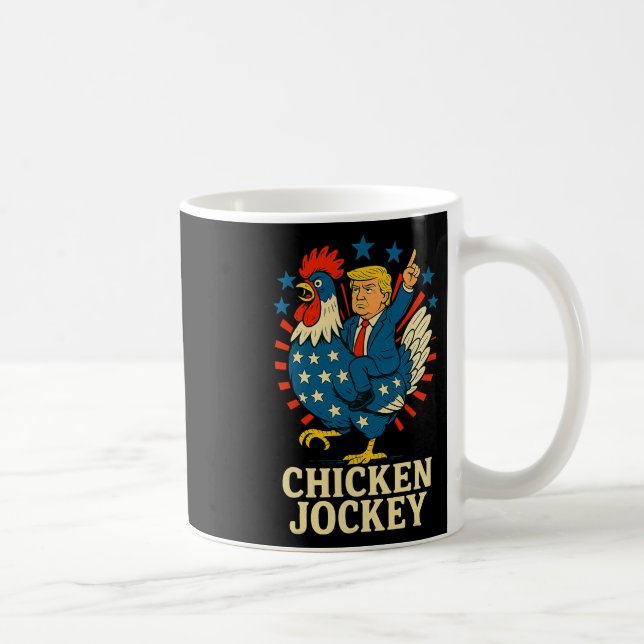 Mug Mème drôle de Jockey de poulet Trump  (Droite)