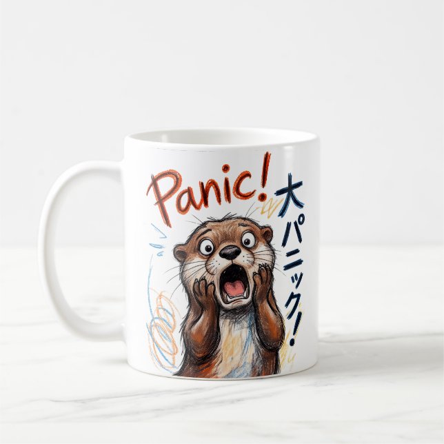 Mug Mème drôle de loutre paniquée  (Gauche)