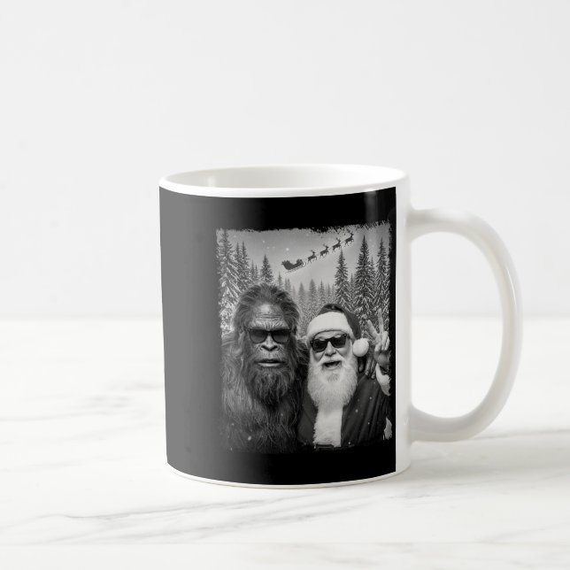 Mug Mème drôle de Sasquatch Selfie cool avec Santa Chr (Droite)