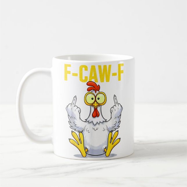 Mug Mème F-Caw-F | Blague de poulet drôle | Coq (Gauche)