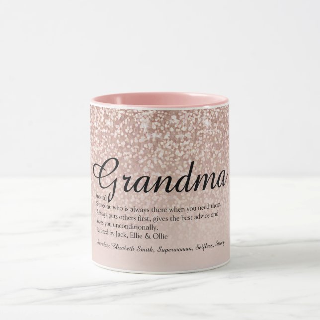Mug Mémé Grand-mère Définition Rose Or Paillettes (Centre)