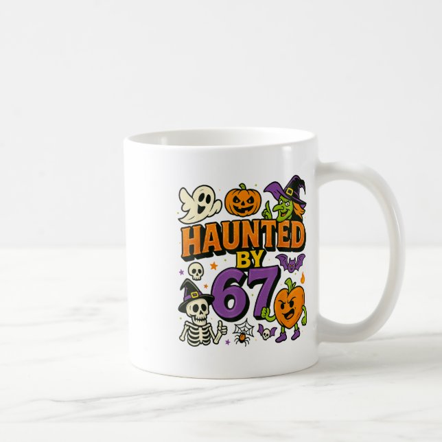 Mug Mème hanté 67 Six Sept 6-7 Blague drôle d'Internet (Droite)