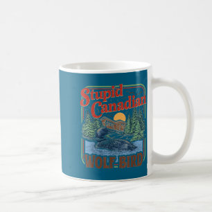 Mug Mème idiot de hockey sur loup canadien échauffé
