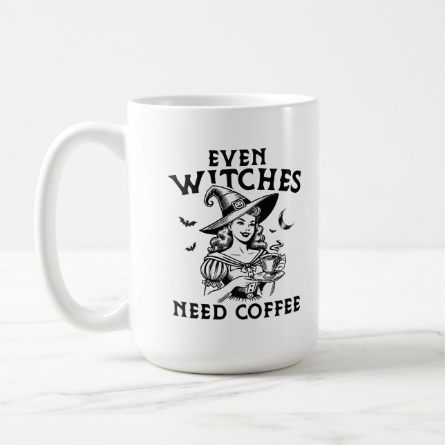 Mug "Même les sorcières ont besoin de café" sorcière d (Gauche)
