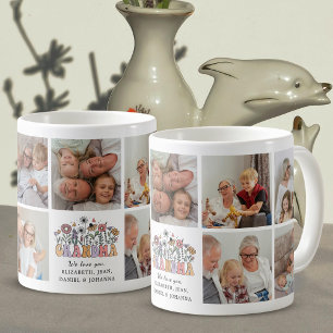 Mug Mémé Mignon Rétro Fantaisiste Fleurs Photo Collage