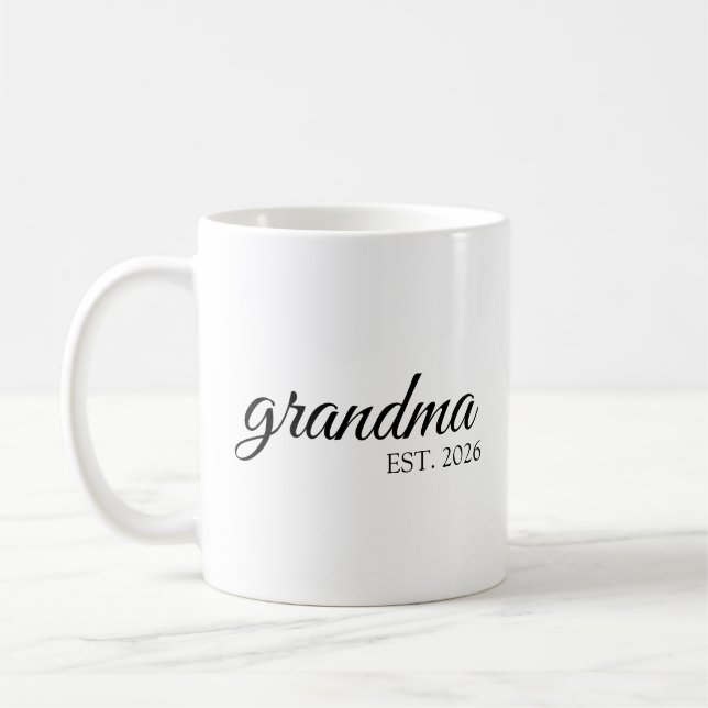 Mug Mémé minimaliste Date d'établissement (Gauche)