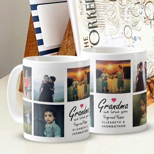 Mug Mémé nous t'aimons Script Petits-enfants Collage d (Créateur téléchargé)