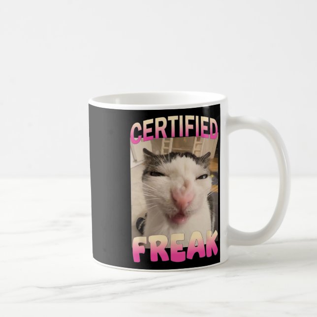 Mug Mème Offensive Mèmes de félin Freak Certifié Mat D (Droite)