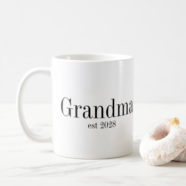 Mug Mémé personnalisé moderne noir et blanc (Avec donut)