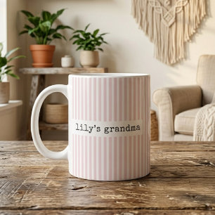 Mug Mémé   Rayures roses Grand-mère Personnalisée