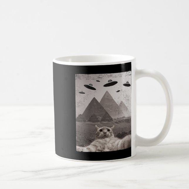 Mug Mème Ufo Chat - Selfie Chat Drôle Avec Ufos (Droite)