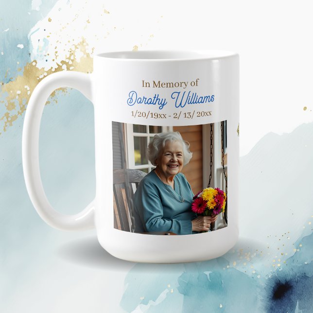 Mug Mémento commémoratif Croix d'or et Fleurs (Créateur téléchargé)