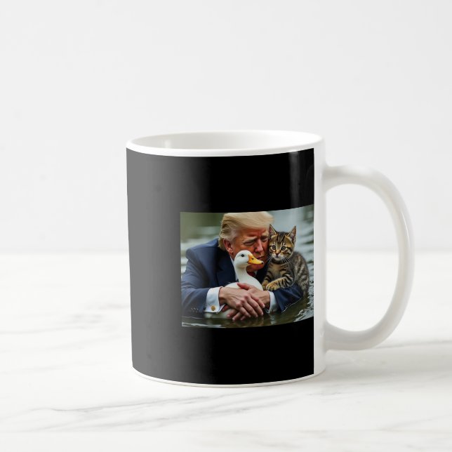Mug Mèmes drôles de chat et de canard de Trump Noël Ha (Droite)