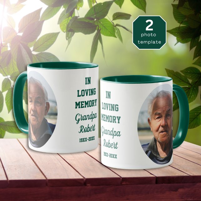 Mug Mémoire Affectueuse 2 Cadeau Mémorial Photo Vert (Créateur téléchargé)